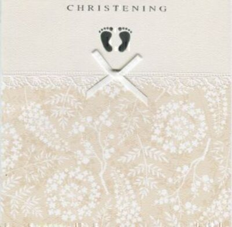 Christening Card Little Silver Feet by Paper Rose